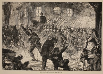 Prussian advance at Gravelotte, illustration from Cassells History of the War between France and Germany, 1870-1871 by French School