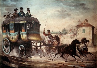 Public transport: Diligence of the line between Paris and Meaux. Illustration of Villain in 1824. Compiegne, Chateau Museum by French School