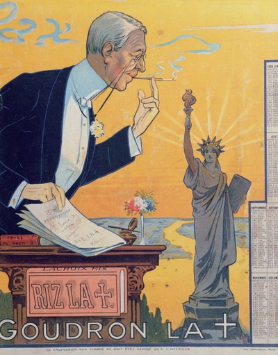 Publicity Calendar for Rizla Depicting President Woodrow Wilson and the 15th Proposition for the League of Nations by French School