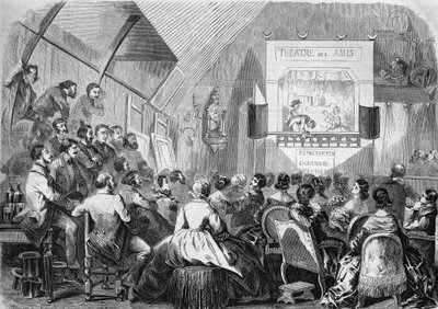 Puppet Theatre in 1858. Representation in the workshop of Maurice Sand, 12 rue Boursault in Paris by French School