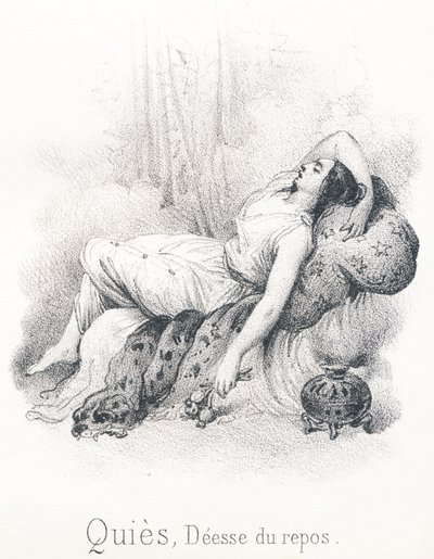 Quies: Goddess of tranquility and rest, wife of Sleep, son of Erebus and Night by French School