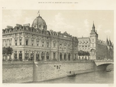 Quai de la Cité and Flower Market, 1876 by French School