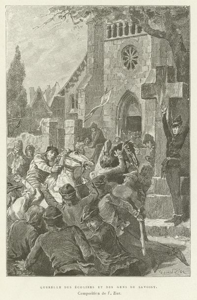 Quarrel Between Students and the People of Savoisy by French School