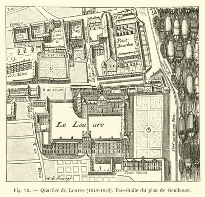 Louvre district, 1648-1652, facsimile of the plan by Gomboust by French School