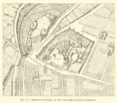 Temple Quarter, in 1652; facsimile of the plan by Gomboust by French School