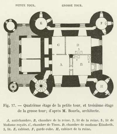 Fourth floor of the small tower, and third floor of the large tower; after Mr. Bourla, architect by French School