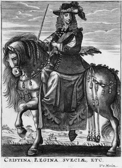 Queen Christina of Sweden (1626-89) on horseback by French School
