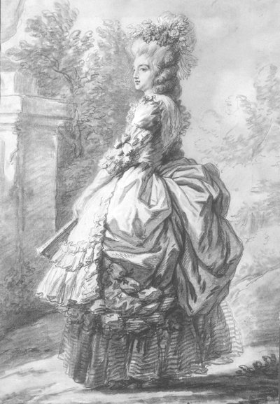 Queen Marie-Antoinette walking in a garden, 1780 by French School
