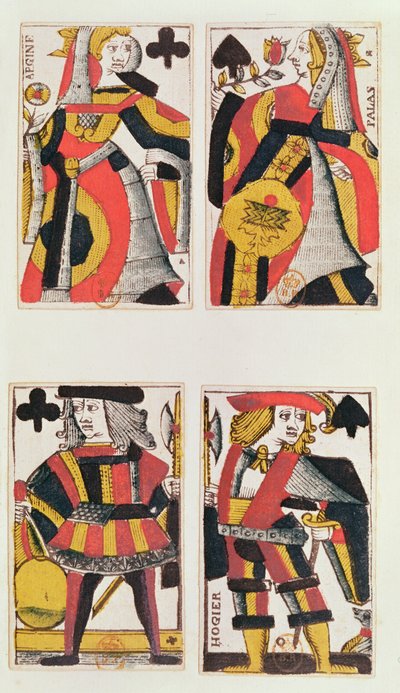 Queen and Jack playing cards by French School