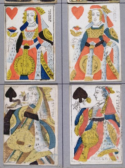 Queen of Spades and Queen of Hearts Playing Cards, 17th - 18th Century by French School
