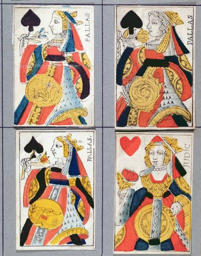 Queen of Spades and Queen of Hearts Playing Cards, 17th - 18th Century by French School