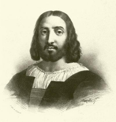 Raffaello Sanzio da Urbino, Known as Raphael, Portrait (engraving) by French School