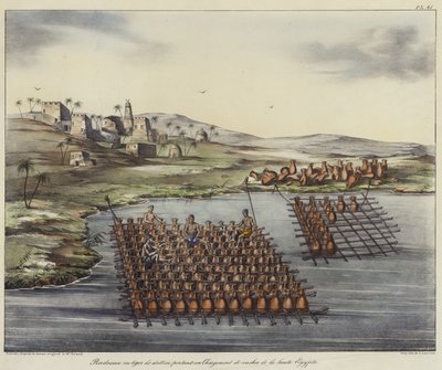 Rafts Carrying Jugs in Egypt by French School