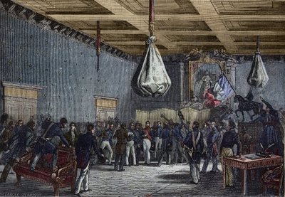 Reading the Address of the Chamber of Deputies at the Hotel de Ville, Paris on 31 July 1830 - Louis-Philippe, King of the French (1830-48) by French School