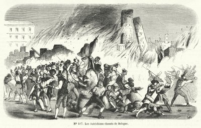 Rebels Driving the Austrians Out of Bologna, Italy, 1848 by French School