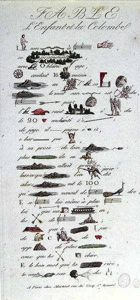Rebus depicting the Fable of the Child and the Dove, early Nineteenth century by French School