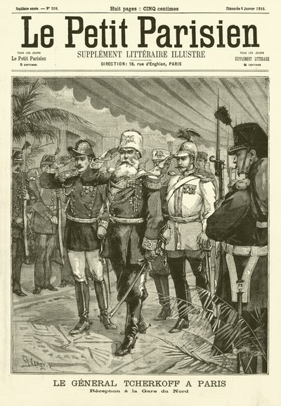 Reception of Russian General Chertkov at the Gare du Nord, Paris (engraving) by French School