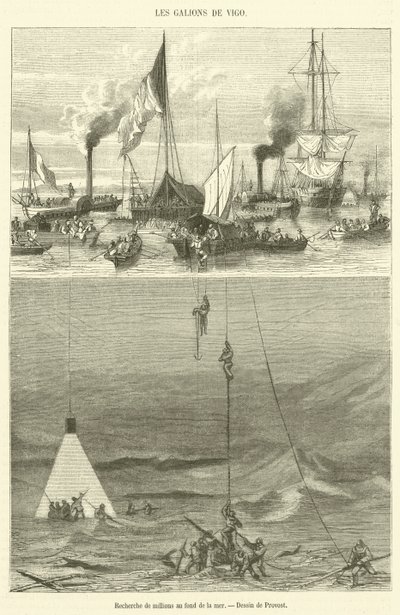 Search for Millions at the Bottom of the Sea (engraving) by French School