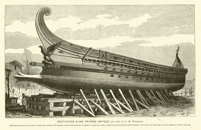 Reconstruction of an ancient Roman trireme by French School