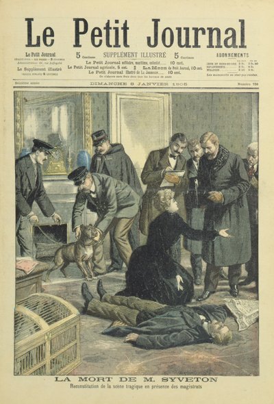 Reconstruction of the Death of Gabriel Syveton, Cover Illustration from Le Petit Journal, 8 January, 1905 by French School