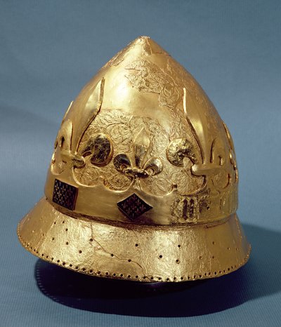 Reconstruction of the gilded helmet of Charles VI (1368-1422) found in the Louvre excavations of 1986 by French School