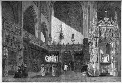 View of the choir of the church of Brou, Ain by French School