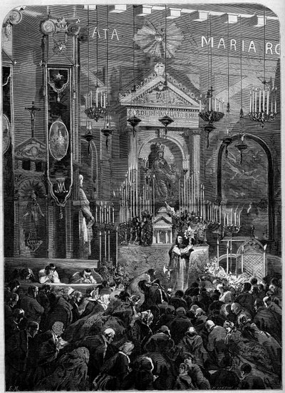 Religious ceremony during the month of Mary (May), Paris by French School