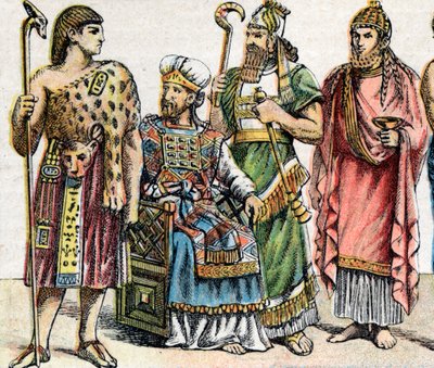 Religious Costumes in Antiquity: Portrait of an Egyptian High Priest, a Hebrew High Priest, an Assyrian King, and a Phoenician Priest by French School