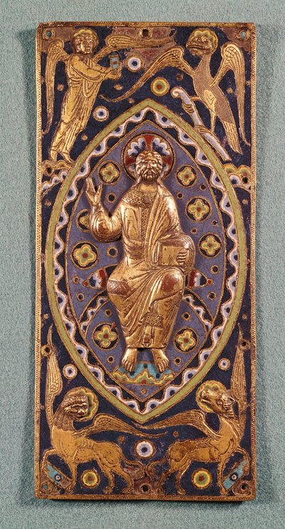 Reliquary plaque depicting Christ with the symbols of the evangelists by French School