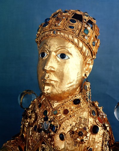 Reliquary Statue of St. Foy, Detail of the Head by French School