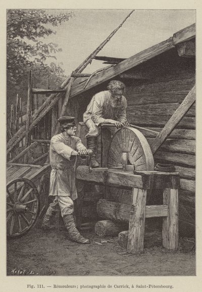 Grinders (engraving) by French School