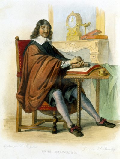 René Descartes writing - in Ed. Mennechet, 