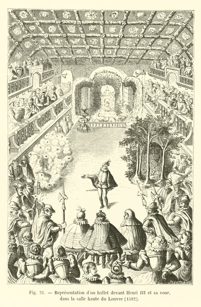 Representation of a ballet before Henry III and his court, in the upper hall of the Louvre, 1582 by French School