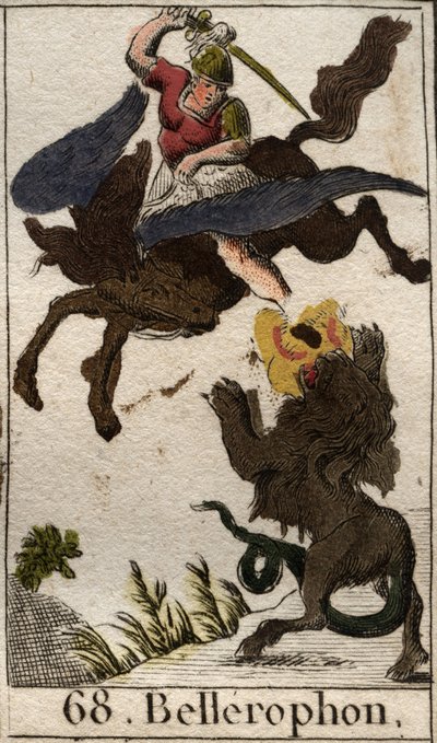 Representation of Bellerophon, on Pegasus, spearing the Chimera. From 