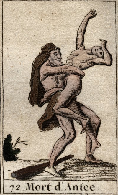 Representation of Hercules killing Antaeus with a bearhug. From “Mythology of Youth” by Pierre Blanchard 1803 by French School