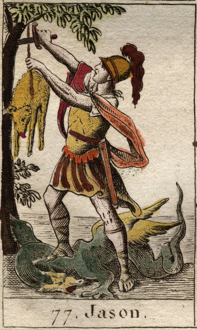 Representation of Jason, recovering the Golden Fleece after triumphing over the sleeping dragon. From “Mythology of Youth” by Pierre Blanchard 1803. by French School