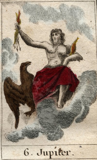 Representation of Jupiter (or Jove) king of the gods, and the god of sky and thunder. From 