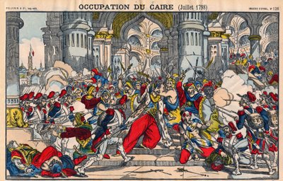 Representation of the revolt of the inhabitants of Cairo against the French occupation led by Bonaparte on 21 October 1798 by French School