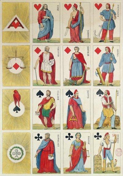 Reproduction of Republican Playing Cards Dating from the Period of the Revolution of 1848 by French School