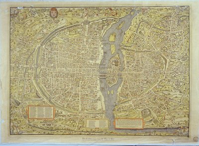 Reproduction of the Basel Map of Paris, originally produced in 1552-59 by French School