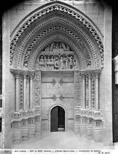 Reproduction of the Facade Portal of St. John the Baptist at Rouen Cathedral (plaster cast from stone) by French School