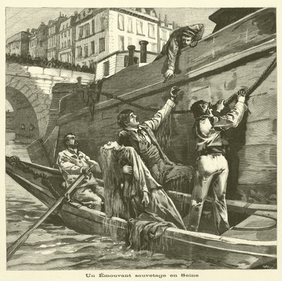 Rescue of a Woman from the River Seine in Paris (engraving) by French School