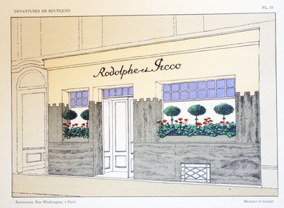 Restaurant, Plate 13, illustration from Devantures de Boutiques by Louis-Pierre Sezille, Paris by French School