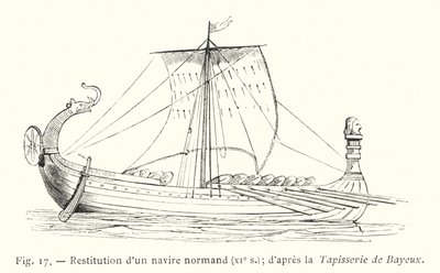 Restoration of a Norman Ship, 11th Century; After the Bayeux Tapestry by French School