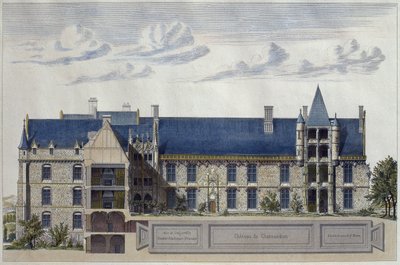 Restoration of Chateau de Chateaudun, illustration from Le Moniteur des architectes, engraved by H. Penel by French School