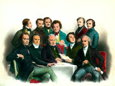 Revolution of 1848: members of the provisional government of 1848: among them Pierre Marie de Saint-Georges, Adolphe Cremieux, Francois Arago, Armand Marrast, Louis Antoine Garnier-Pages, Alphonse de Lamartine by French School