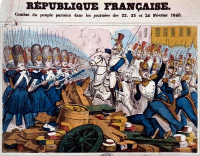 Revolution of 1848: the struggle of the Parisian people on the barricades on the days of February 22, 23 and 24 by French School