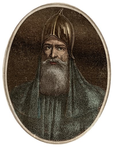 Portrait of Rurik, a Varangian chieftain and founder of Kievan Rus (ca. 830-ca. 879) - New National Encyclopedia by Maurice La Charest - 1870 by French School