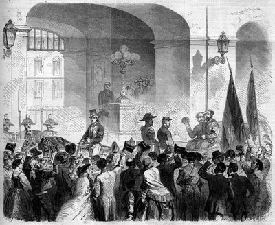 Risorgimento, Naples, 7 November 1860: Entrance of Victor Emmanuel II (1820-1878), King of Italy, to the Royal Palace of Naples After the Vote of the Population Accepting the Attachment of Naples to the Kingdom of Italy. by French School