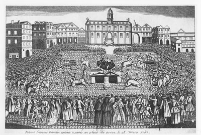 Robert-Francois Damiens executed on the Place de Grève, Paris, 28 March 1757 by French School